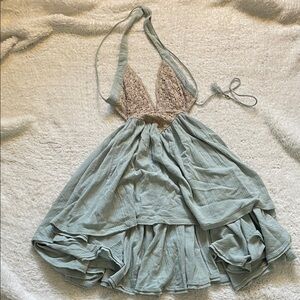 Free people fairy faerie festival boho beach witchy forest minidress light blue